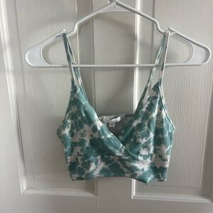 Teal and White Tie-Dye Tank Top